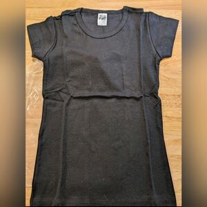 Trecento Girls Vintage Black Short-Sleeve Crew Tee  T-shirt Top Sz S NEW